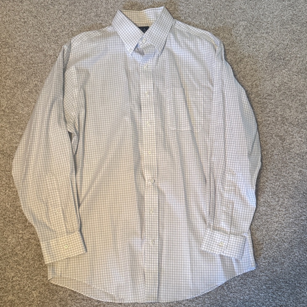 Jos. A. Bank Black and White Checkered Tailored Fit Dress Shirt